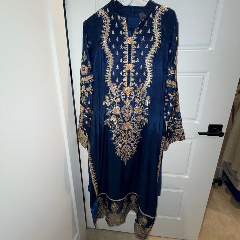Afrozeh Raw Silk Pakistani Shalwar Kameez